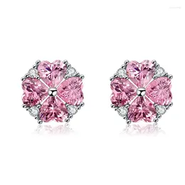 Studörhängen Hemiston Pink Black Shine Zirconl Earring European Romantic Jewelry Gift for Women TF