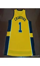 Vintage REAL 21ss 1 JAUNE Jamal Crawford Michigan Wolverines College maillot Taille S4XL ou personnalisé n'importe quel nom ou numéro jersey1418616