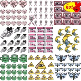 10 PCS Lot Patches Iron on Bulk Wholkale Anime Tape Letter Heart Diamond Butterfly Stripes for Clothing Sew Serizered