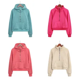 Oversized Half Zip Sweatshirts Cropped Pullover Fleece Quarter Zip Up Hoodies Fashion Clothes Winter Outfits Crop Sweatshirt with Pockets Thumb Hole