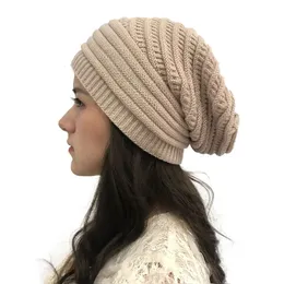 Unisex Fashion Women's Sticked Wool Bag Bean Hat Winter Warm Extra Stor utomhus Ski Hat Hip Hop Stripe Hat 240110