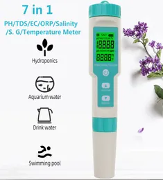 الرقمية 7 في 1 phtdsecorpsalinity s gtemperature meter Quality Quality Monitor Tester Drink Water Aquariums PH Meter4180109