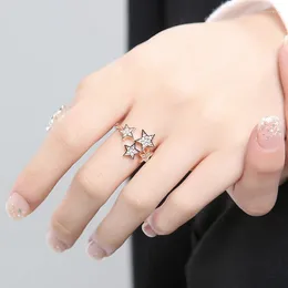 Cluster anéis huitan estrelas abertura ajustável para mulheres 3 cor de metal delicado acessórios femininos festa diária colocação jóias na moda
