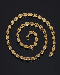 Collana a catena in acciaio inossidabile a forma di manette Hip Hop da 1824 pollici Collana a catena con chicchi di caffè placcati oro 18 carati28276147080