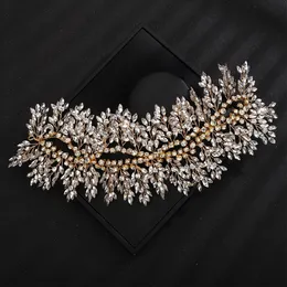 Luxo strass nupcial bandana na moda artesanal ouro casamento acessórios de cabelo prata noiva festa headwear para mulher 240110