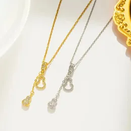 Ожерелья дизайнерские классические титановые стальные бриллианты бутылка тыква подвесные ожерелья 18 кв золотые женщины с колье удачи украшения