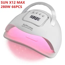 SUN X12 280W 66pc Led Lamps For Nails Uv Nail Drying Light Gel Manicure Polish Cabin Dryer Machine 240111