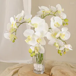 Flores decorativas 1 peça toque real artificial 7 cabeças arranjo floral de casamento borboleta orquídea decoração de casa falsa phalaenopsis
