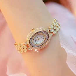 Wristwatches DESIGN ELEGANT WOMEN WATCHES FASHION GOLD LADIES OVAL FEMALE CLOCK DIAMOND WRIST FOR