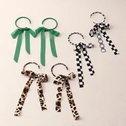 Dangle Küpeler Kore Moda Kumaş Çember Küpe 2024 Takı Leopar Ekose Örgü Bowknot Şeridi Kadınlar için Anneau Boucle Oreille