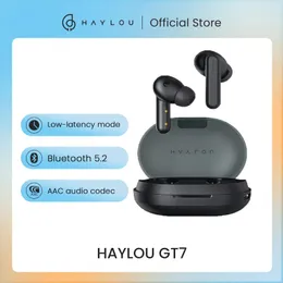 Hörlurar Haylou GT7 Trådlösa hörlurar Black Fone Bluetooth 5.2 TWS AAC Gamer -hörlurar Ring buller Avbokning Låglatens headset