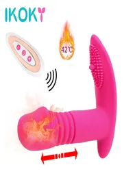 IKOKY Aquecimento Wearable Vibrador Vibrador Telescópico Vibratório Calcinha 7 Velocidade Clitóris Estimulador Brinquedos Sexuais para Mulher Masturbação Y202261149