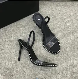مصمم أحذية نساء نوفا PVC حزام صندل عالية الكعب الفاخرة الجلود الفاخرة Kira Slide Sandal Fashion Summer Ladies Julie Pated Nylon Sandal