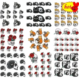 10 PCS Patches for Clothing Sew on Sets Pack Iron Lot Anime Cute Cats Skull Rose Punk Bunk Bulk Embroidery Wholesale Designer Jacket