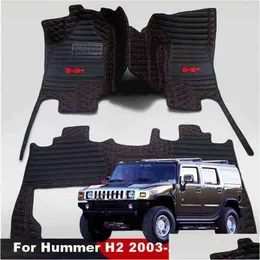Tapetes de piso Tapetes Carro impermeável para Hummer H2 2003-2008 5Seat Suv Couro Todo Tempo Anti-Slip Tapete Er Foot Liner Pads Drop D Dh9Zy