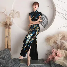 الملابس العرقية الأداء الطويل المنصة شونغسام فتاة صغيرة النمط الصيني تحسين الفساتين الزفاف الأنيقة للنساء
