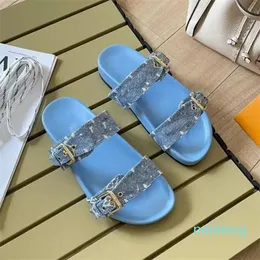 2024 frauen Rutschen leder Sandale Bom Flache Mule Slipper Patent Leinwand Strand Sandalen Gummi Sohlen Sommer Flip-Flops