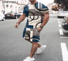 Jogging kläder shiyiku varumärke Men039s Suit Twopiece Harajuku Vintage Tryckt shortsleeved tshirtshorts kläder casual män 4380139