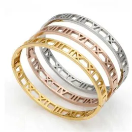 2022 moda prata aço inoxidável manilha pulseira romana jóias rosa ouro pulseiras para mulheres mover pulseira185y
