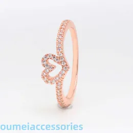 Designer di gioielli Pandoraring Anelli a fascia di Dora innamorati in argento 925 placcato oro rosa brillante anello cavo a forma di cuore con osso d'amore