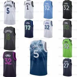 Karl-Anthony Towns Anthony Edwards basket Jersey Rudy Gobert Kevin Garnett 2023 2024 City Jaden McDaniels Kyle Anderson Naz Reid Men Custom