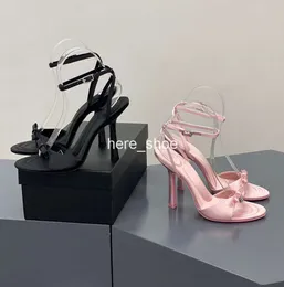 Yüksek topuklu pamuklu yumuşak kumaş sandaletler Stilletto topuklular 8.5cm 10 cm moda peeptoe kadın lüks tasarımcılar deri dış taban akşam ziyafet ayakkabıları