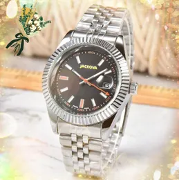Populära män Automatisk rörelse tittar på fullt rostfritt stål Luminous Quartz Women Clock Armband Second Hand Orange Design Chain Armband Wristwatch Presents