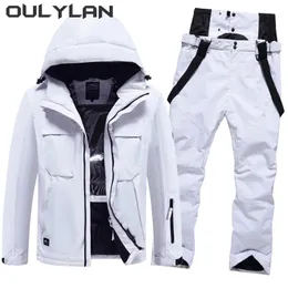 Oulylan Windproof Winter Ski Suits Solid Color Insulation Waterproof Snowboard Clothing Suit Breasable Skiing Set Men Women 240111