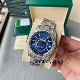 럭셔리 롤락스 시계 자동 이동 깨끗한 공장 품질 Montre 42mm 고급 다이아몬드 남성 기계식 사파이어 스틸 케이스 스트랩 203