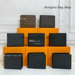 Designer plånböcker Mens Designer Wallet Women Purse Högkvalitativ Fashion Short Plaid Wallet Portafoglio Uomo Komplett uppsättning Original Box 3 Colors Holders LB121