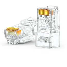 CAT6/CAT5E 1000MBPS RJ45 8P8C 네트워크 커넥터 이더넷 케이블 골드 도금 된 크림프 스트레드, PC Unsished Modular Plugs를 통과하는 Crystal Head Pass