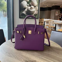 Designer Bags Luxury Fashion Totes Sea anemone purple litchi bag leather handbag large capacity top layer cowhide commuter women's bag single shoulder messenger bag