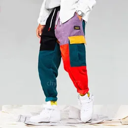 Aelfric Eden Men Cord Cord Patchwork Pockets Spodnie towarowe Harem Joggers HARAJUKU SCEDPANTS HIP HOP STREETWEAR