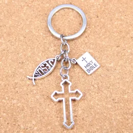 20pcs moda diy anahtarlık İsa çapraz kitap Kutsal İncil kolye erkek mücevher arabası anahtar zinciri hediyelik hediye 240110