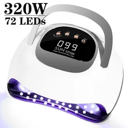 Potente essiccatore professionale per unghie da 320 W 72 LED con lampada LED a rilevamento automatico per l'essiccazione di tutti gli smalti gel 240111