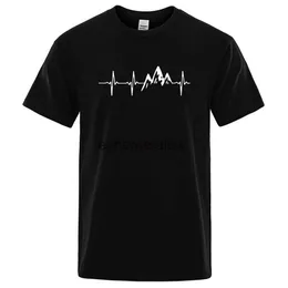 Men's T-Shirts Mountain Ecg T Shirt Summer Men Women Short Sleeve T-Shirt Funny Hip Hop Tees Tops Cloing Electrocardiogram Tshirt 80326ephemeralew