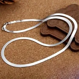 Cadenas Color plata 4 mm Collar de cadena para mujeres Pareja de lujo Joyería fina Hoja Regalo de boda Gargantilla Clavícula