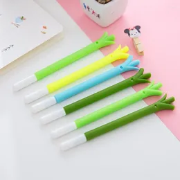 1 pezzo di penna gel neutra in silicone morbido modellabile a cipolla verde, 0,38 mm, acqua, nero, firma, forniture per studenti, cancelleria