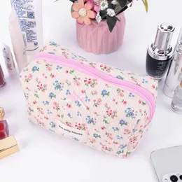 Cosmetic Bags Women Quilted Makeup Bag Organizer Large Capacity Corduroy Holder Aesthetic Cotton For Outdoor Travel