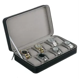 Custodia protettiva per orologio da 12 slot con cerniera, braccialetto multifunzionale, per orologi, display, cofanetto, porta orologi, cofanetto grigio C261W