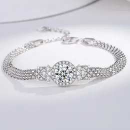 Elegantes Damen-Diamant-Armband aus 925er Sterlingsilber, 2 CT VVS-Moissanit-Armbänder, Ketten für Mädchen und Frauen, für Party, Hochzeit, schönes Geschenk