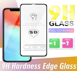 5D Full Curved Adhesive Screen Protector For iPhone x 11 Pro Max 7 8 Plus 9H Hardness Tempered Glass Anti Scratch Shatterproof Fil1853179