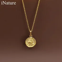 Necklaces iNature 925 Sterling Silver Vintage Fairy Deer Round Coin Pendant Necklace For Women Fashion Jewelry Gift