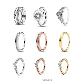 PAN Signatur I-D 925 Sterling Silver Circles Swirl Tiara Ring For Women Rose Gold Mors dag Födelsedagsgåva Fina smycken