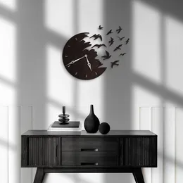 鳥の壁の時計、鳥の飛ぶ時計、モダンな壁の時計ユニーク、装飾的な時計、木製の壁の時計、リビングルーム用の大きな壁時計