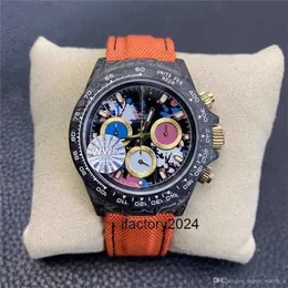 Orologio Rolaxs di lusso Movimento automatico Clean Factory WWF-4 nuovo carbonio montre 7750automatico meccanico con zaffiro specchio ad alta trasparenza designer