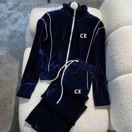 Kvinnors tvåbitar byxor avslappnade kostymer designers ce jackets rockar för kvinnor långärmad dragkedja velor jacka cool flickor streetwear kvinnor kläder set loei