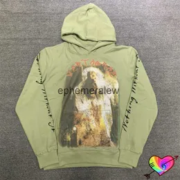 Felpe con cappuccio da uomo Felpe ARMY GREEN VERTABRAE Pray Felpa con cappuccio Uomo Donna e Holy Ghost Vertabrae Pullover oversize Noing Wiout Itephemeralew