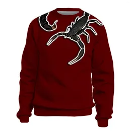 Herrtröjor 2024 Animal Scorpion 3D Print tröja mode kortärmad hip-hop streetwear cool