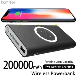 Handy-Powerbanks Neue Power Bank200000 mAh Drahtlose Zwei-Wege-Schnelllade-Powerbank Tragbares externes Ladegerät mit hoher Kapazität für IPhone14 15L240111